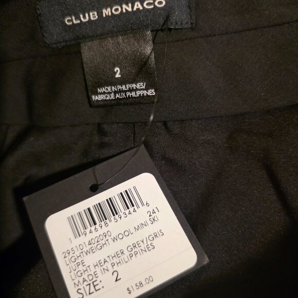 NWT Club Monaco Lightweight Wool Mini Skirt Light Heather Grey Size 2 - Picture 5 of 7